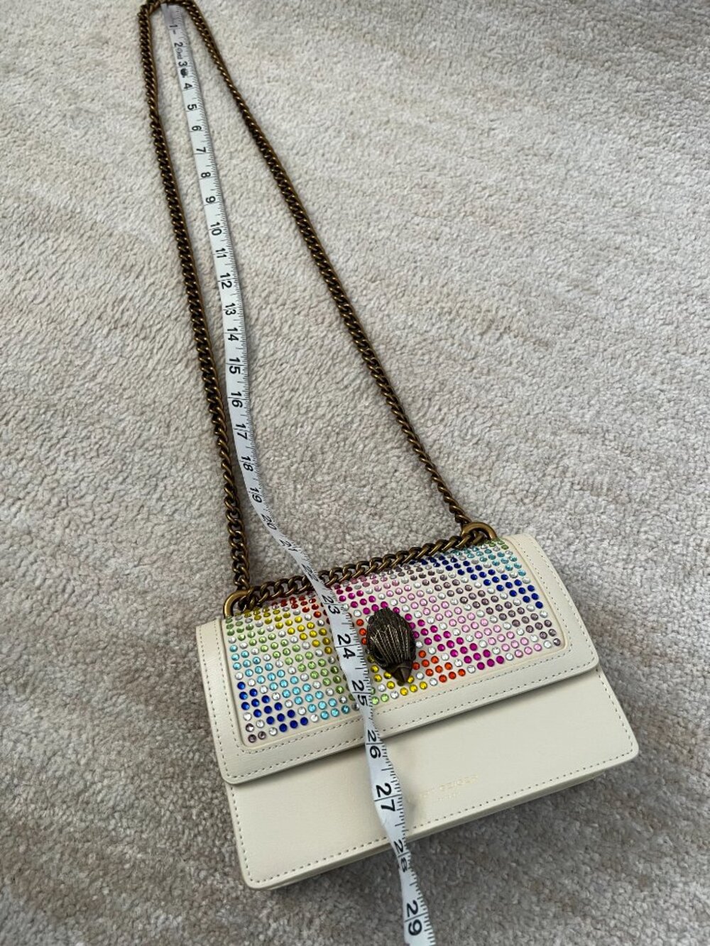 Kurt Geiger London Shoreditch Leather Rainbow Rhinestone Bling Crossbody Bag - Picture 10 of 14
